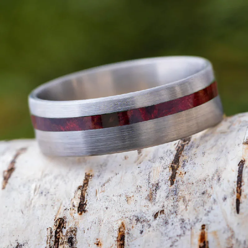 Ruby Redwood Ring In Brushed Titanium