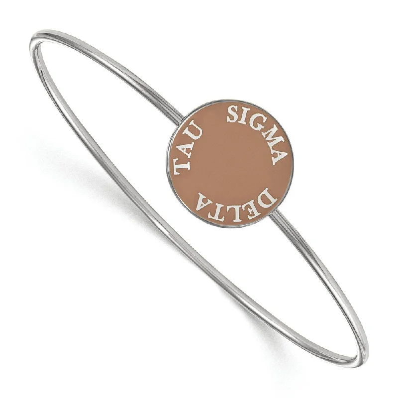 Sterling Silver Sigma Delta Tau Brown Enamel Bangle - 8 in.