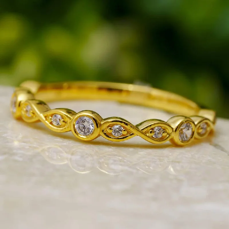 Unique Anniversary Band With Diamonds and Infinity Symbols