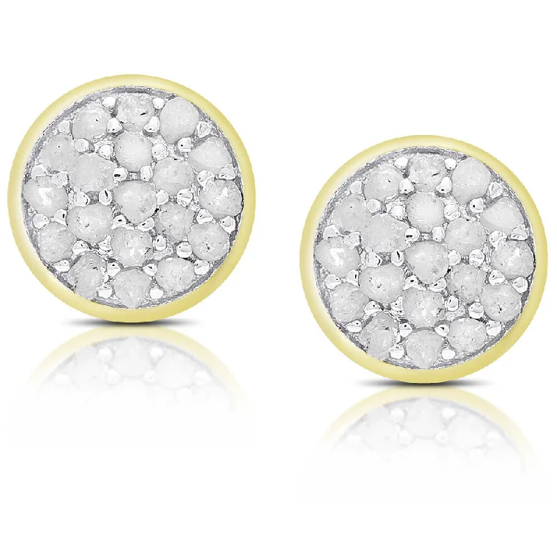 Finesque Sterling Silver 1/4 Ct TDW Diamond Circle Stud Earrings