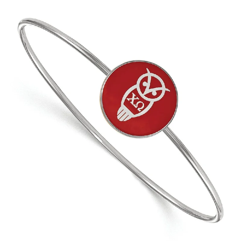 Sterling Silver Chi Omega Enamel Bangle - 8 in.