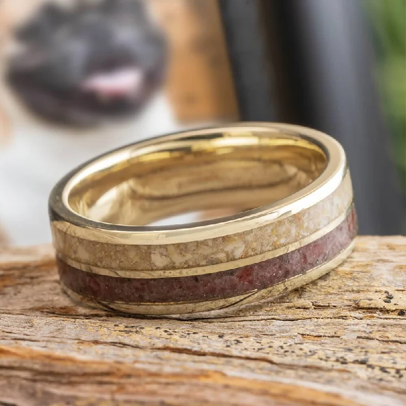 Remembrance Ring with Ashes and Ruby Inlay