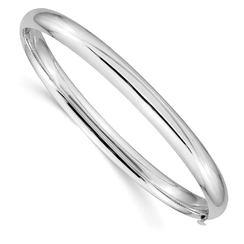 6mm 14k White Gold High Polished Domed Hinged Bangle Bracelet