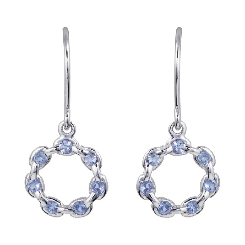 Viducci 10k White Gold Genuine Round Tanzanite Circle Earrings