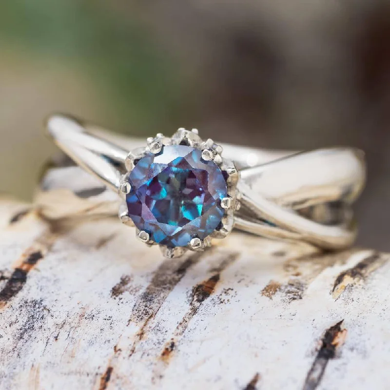 Platinum Twist Engagement Ring with Alexandrite