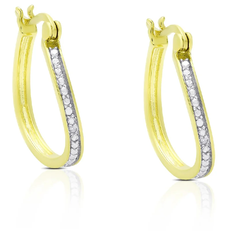 Finesque Gold Over Sterling Silver Diamond Accent Twisted Hoop Earrings