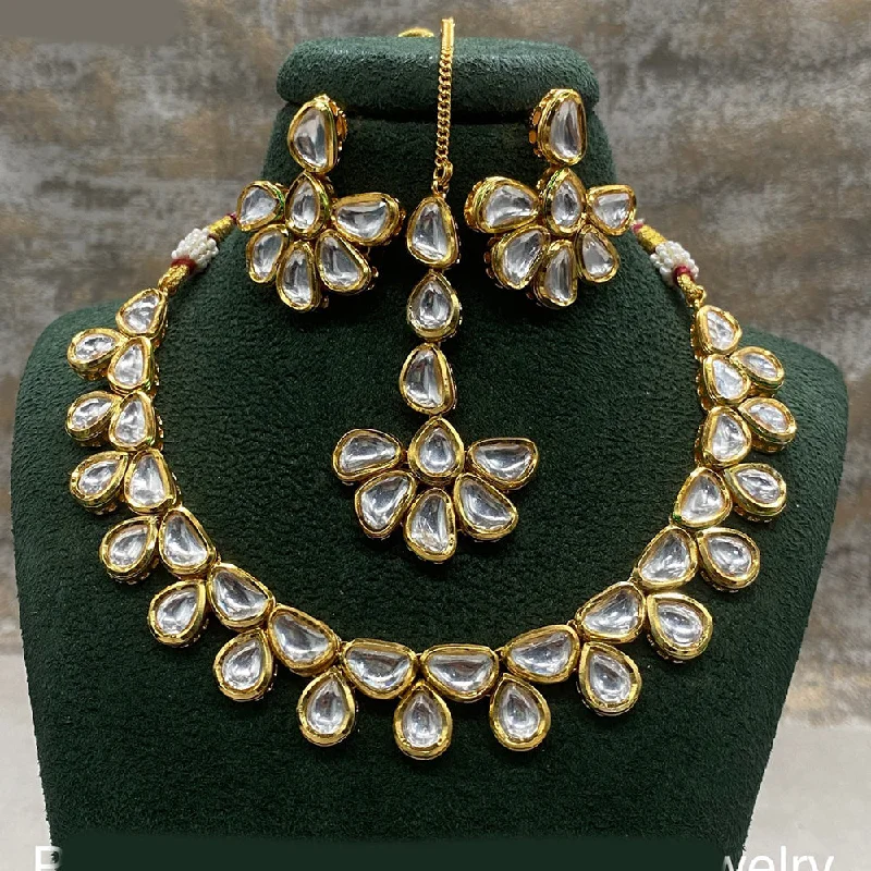 Royal Kundan Jewellery Gold Plated Kundan Stone Necklace Set