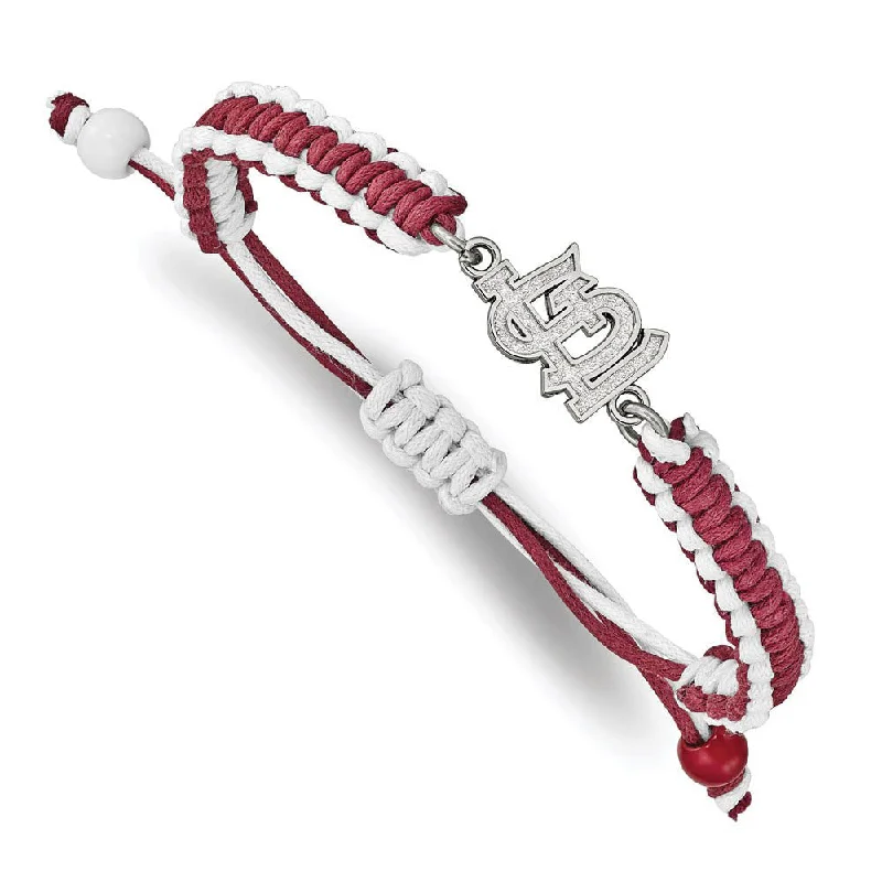 Stainless Steel MLB St. Louis Cardinals Adj Nylon Cord Bracelet, 9 In