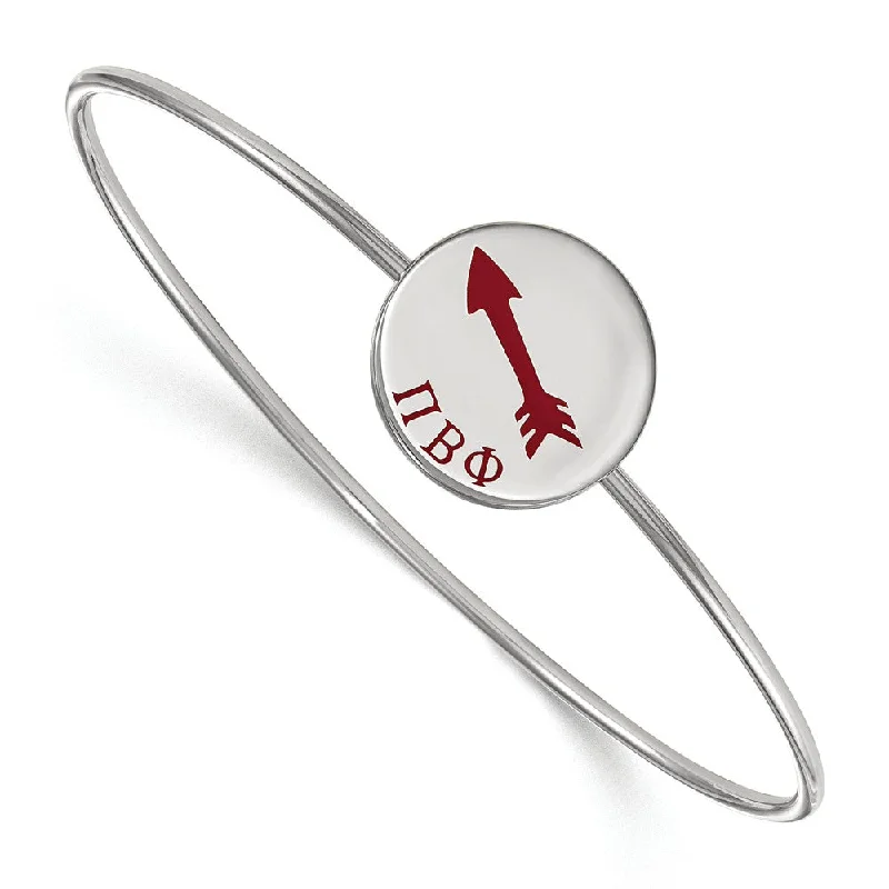 Sterling Silver Pi Beta Phi Enamel Red Arrow Bangle - 6 in.