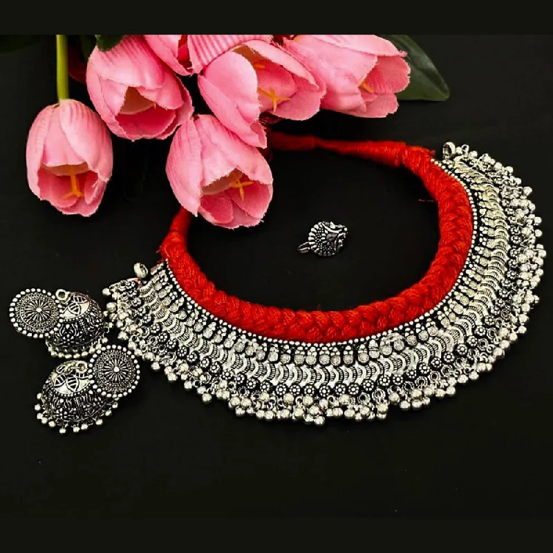 Manisha Jewellery Oxidised  Plated Choker Necklace Set