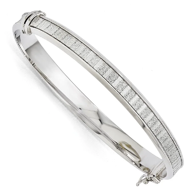 7mm Sterling Silver Glitter Inlay Hinged Bangle Bracelet