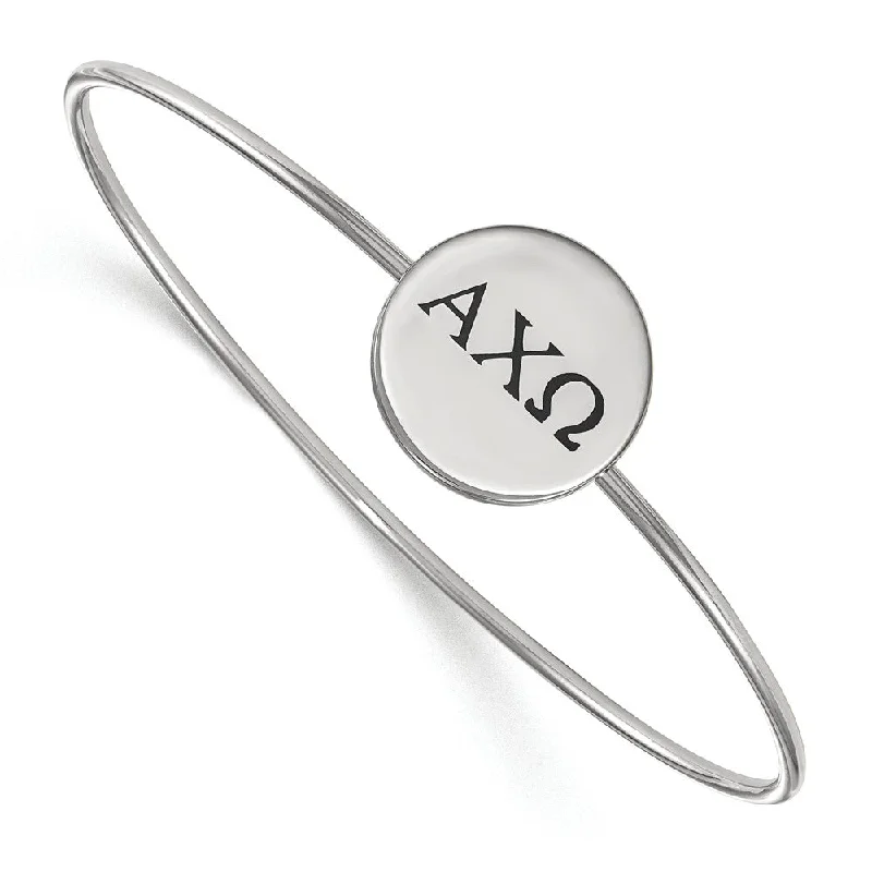 Sterling Silver Alpha Chi Omega Enamel Greek Letters Bangle - 6 in.