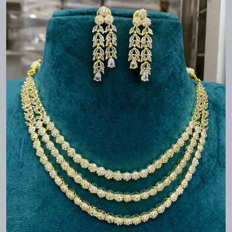 Sona Creation Gold Plated Crystal Stone Necklace Set