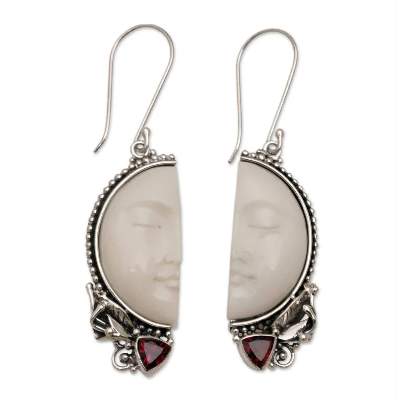 NOVICA Half of My Soul, Garnet dangle earrings - 2.3L*0.6W