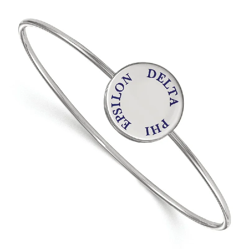 Sterling Silver Delta Phi Epsilon Blue Enamel Bangle - 8 in.