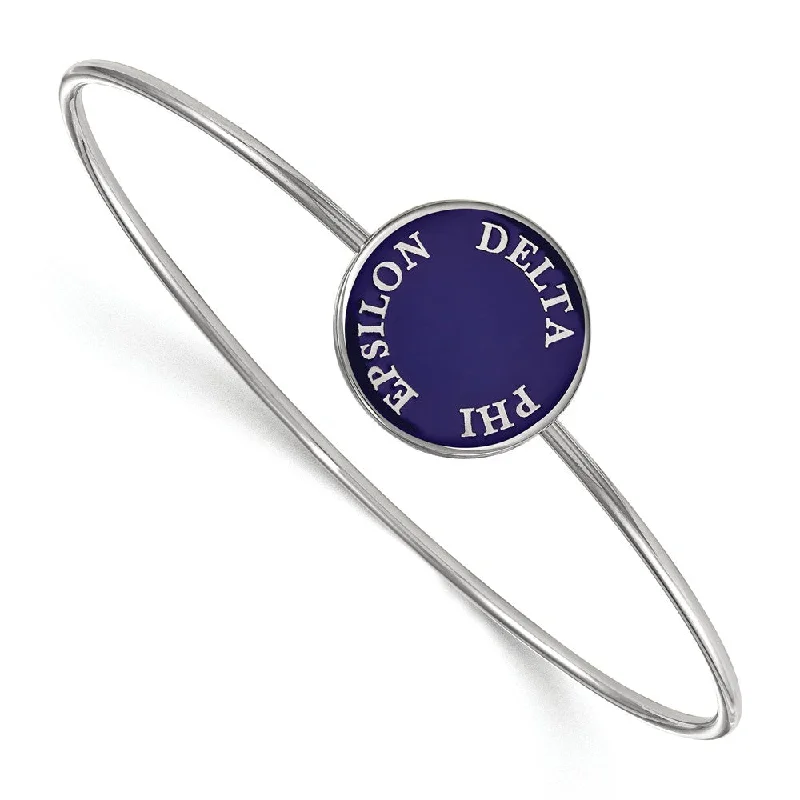 Sterling Silver Delta Phi Epsilon Enamel Disc Bangle - 6 in.