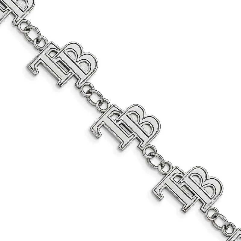 Stainless Steel MLB Tampa Bay Rays Link Bracelet, 7.25 to 8.75 Inch