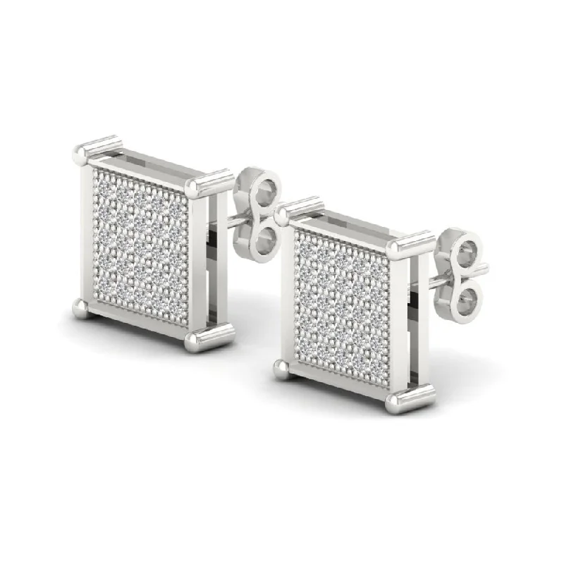 1/6ct TDW Diamond Cluster Stud Earrings in 10K White Gold - White H-I