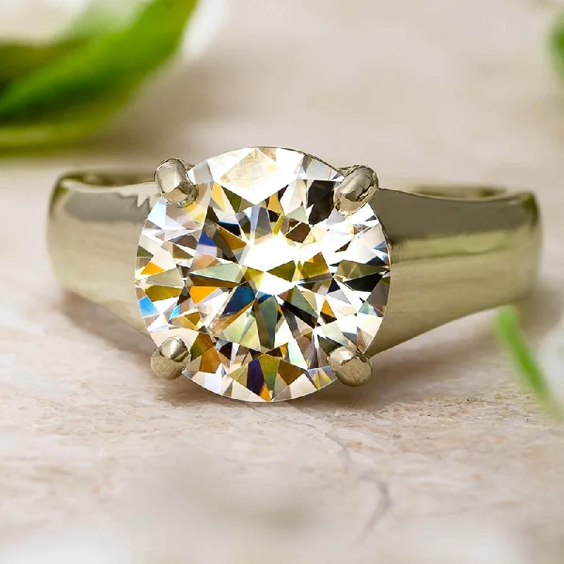 Large Solitaire Moissanite Engagement Ring