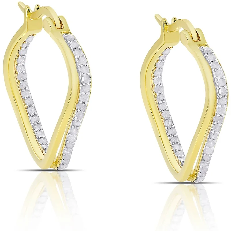 Finesque Sterling Silver 1/2ct Tw Diamond Hoop Earrings