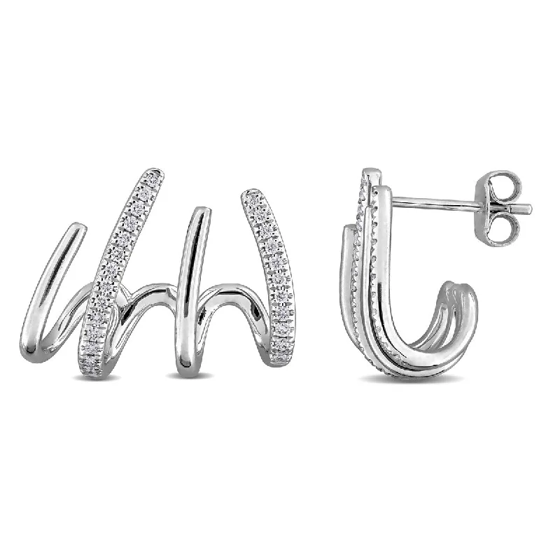 Miadora 1/4ct TW Diamond Claw Cuff Stud Earrings in 14k White Gold