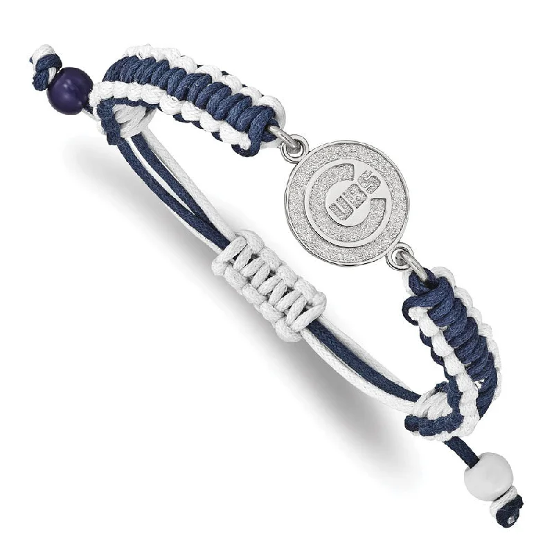 Stainless Steel MLB Chicago Cubs Adj Nylon Cord Bracelet, 9 Inch