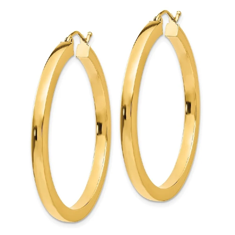 Diamond2Deal 14K Yellow Gold Square Hoop Earrings (L-40 mm, W-3 mm)