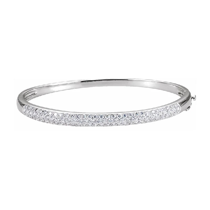 14K White Gold 1.5 CTW Diamond Hinged Bangle Bracelet, 7 Inch