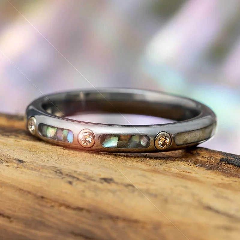 Vibrant Abalone & Diamond Women's Wedding Band