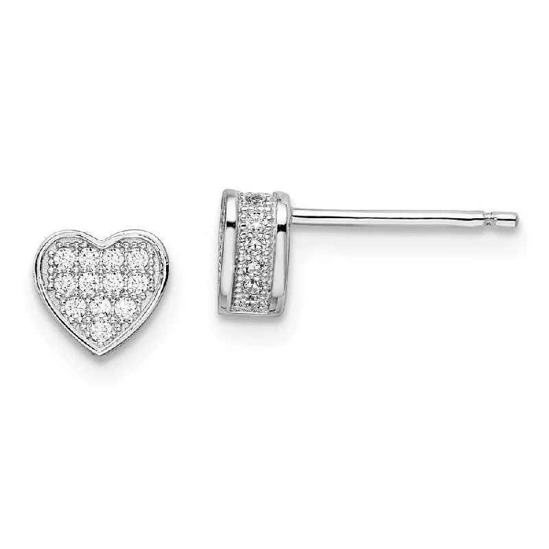 925 Sterling Silver Cubic Zirconia Brilliant Embers Heart Stud Earrings