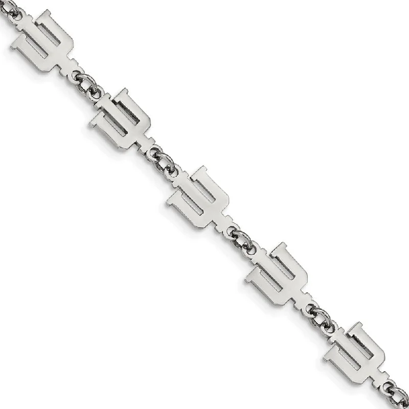 Stainless Steel Indiana University Link Bracelet, 7 to 8.5 Inch