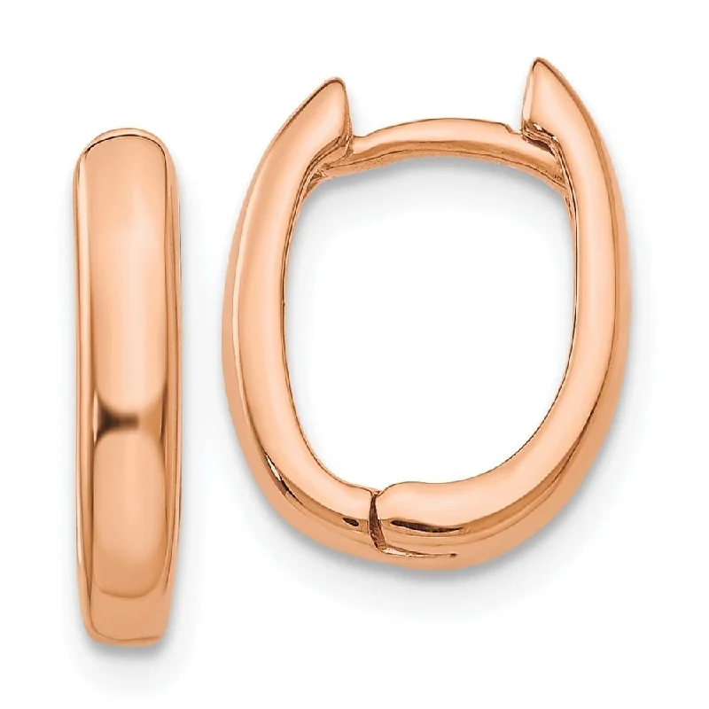 Diamond2Deal 14K Rose Gold Oval Hinged Hoop Earrings (L- 7 mm, W- 3 mm)