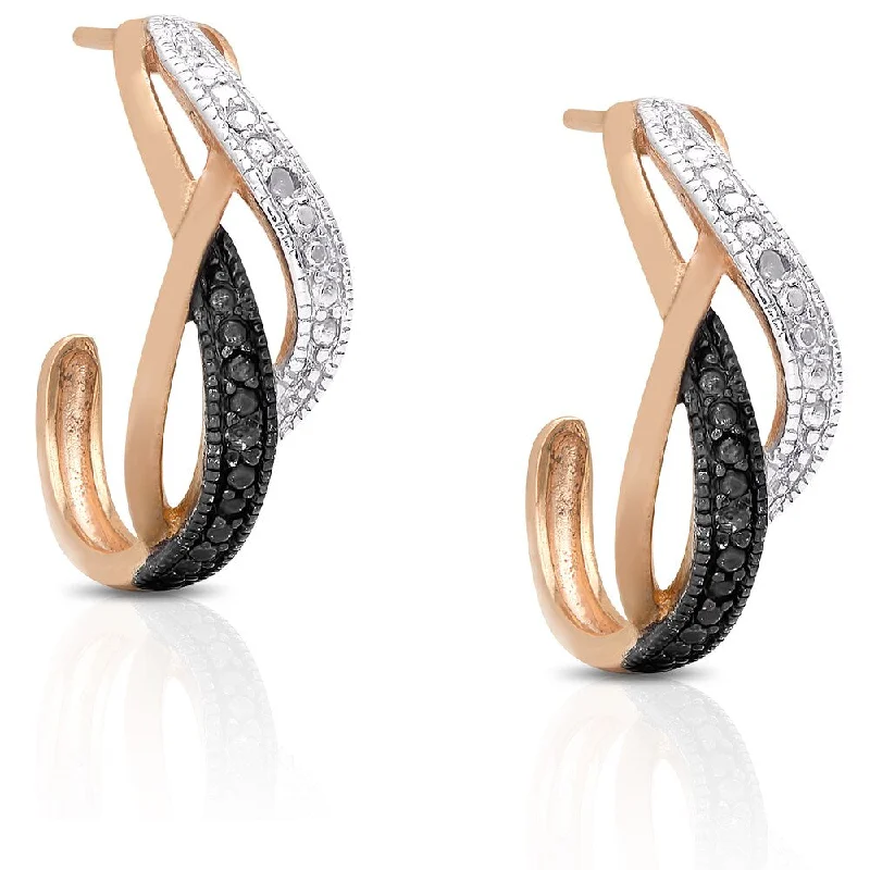 Finesque Rose Gold Over Sterling Silver Diamond Accent Infinity Design Half Hoop Earrings