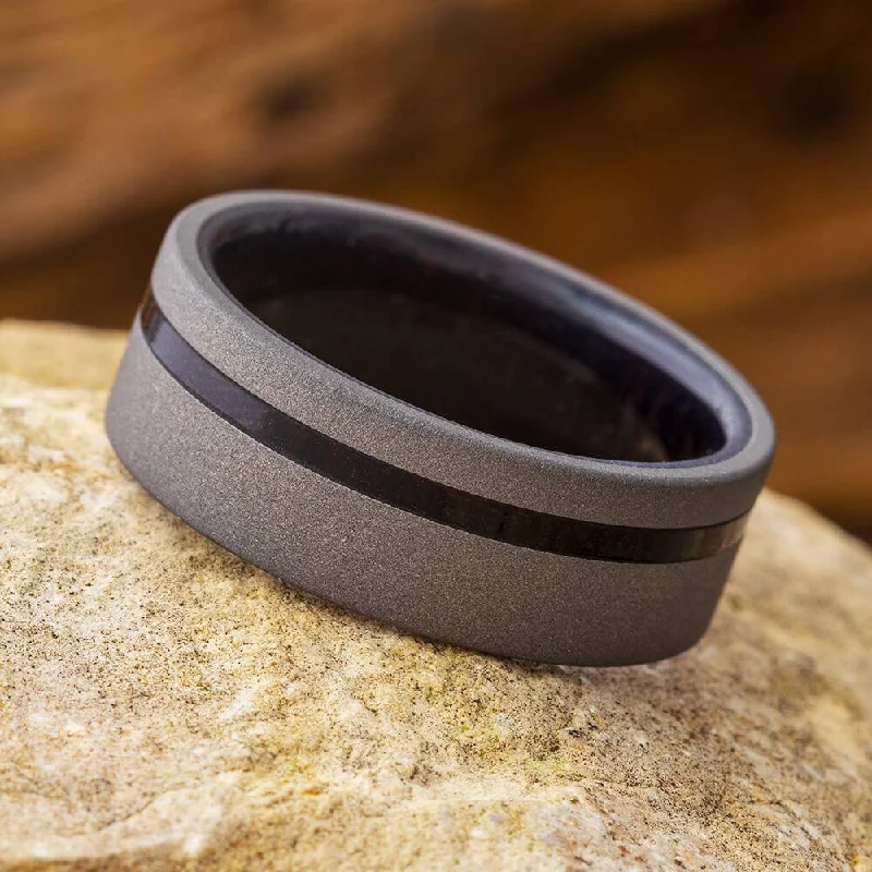 Wenge Wood Wedding Band with Sandblasted Finish