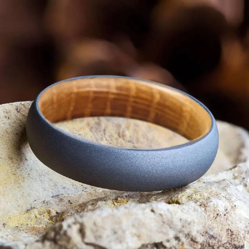 Whiskey Barrel Men's Wedding Band With Titanium Overlay