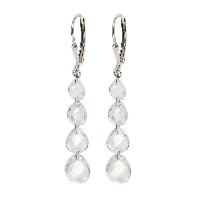 925 Sterling Silver Green Amethyst Drop Earrings