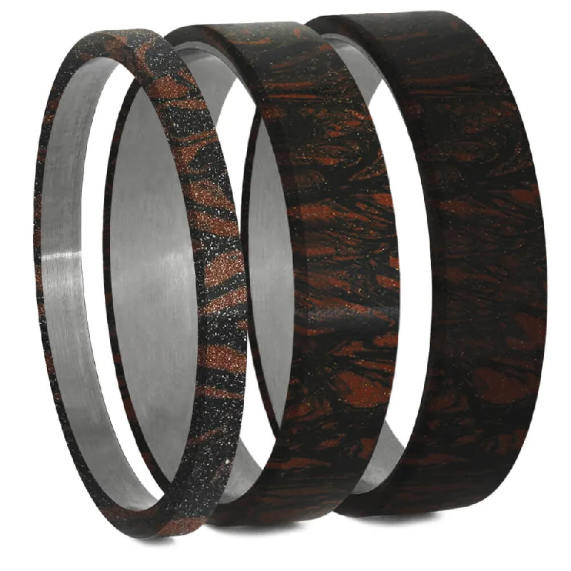 Black & Red Mokume Gane Inlay Components for Modular Rings