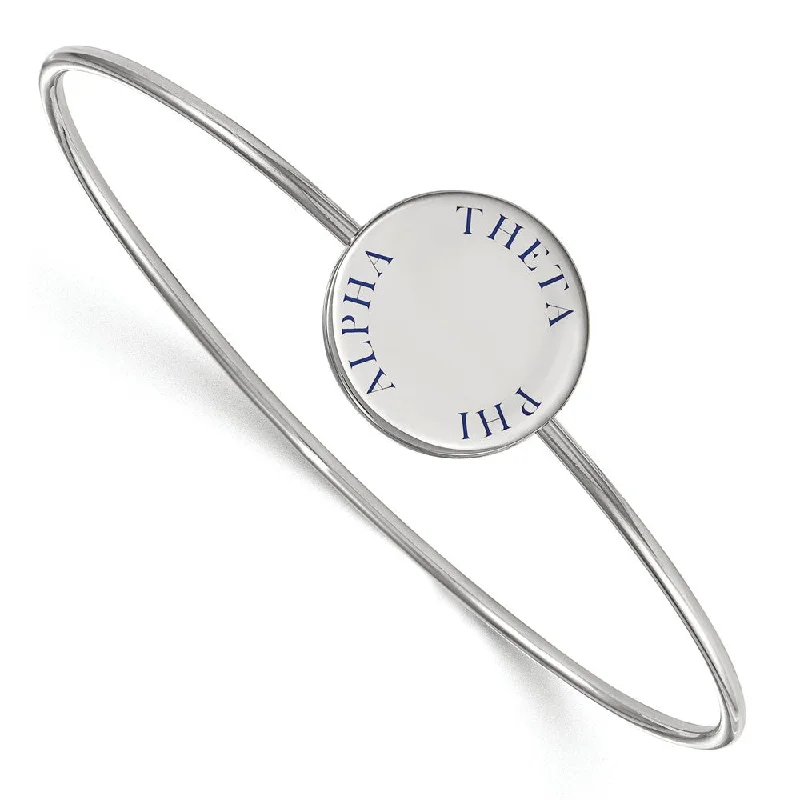 Sterling Silver Theta Phi Alpha Enamel Blue Letters Bangle - 7 in.