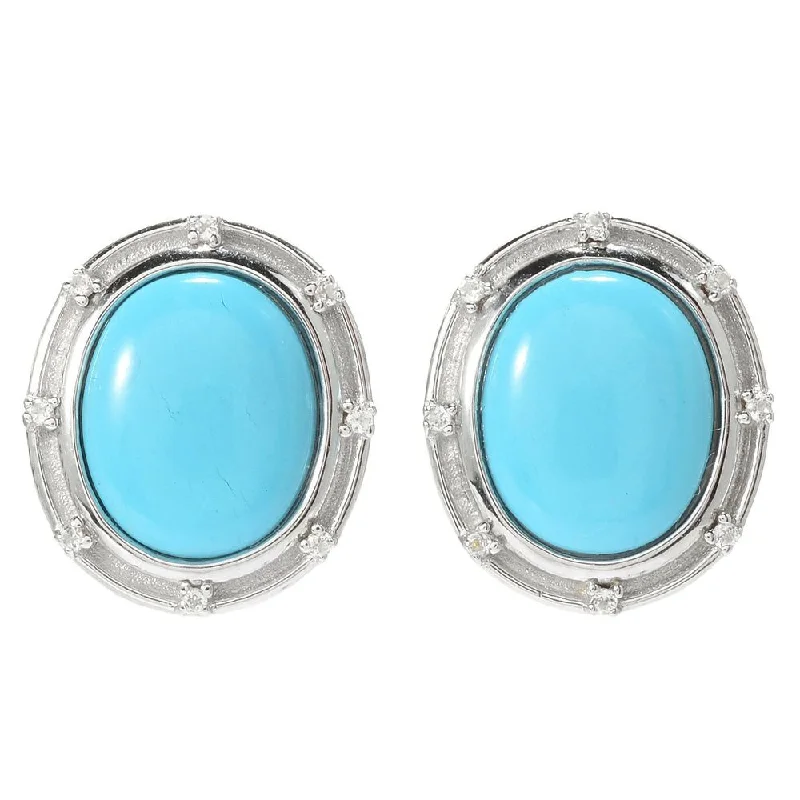 Sterling Silver Sonora Beauty Turquoise & White Topaz Earrings