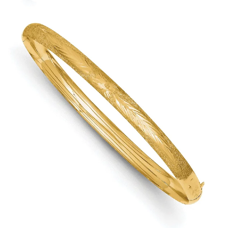 5mm 14k Yellow Gold Laser Cut Hinged Bangle Bracelet, 8 Inch