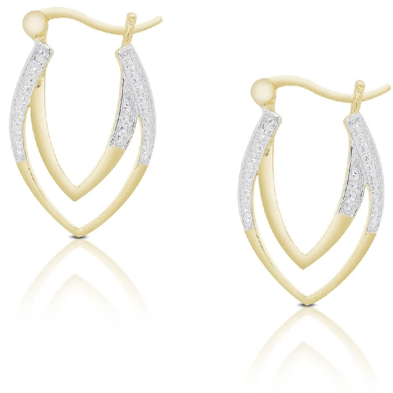 Finesque Gold Over Sterling Silver Diamond Accent Two Tier Hoop Earrings