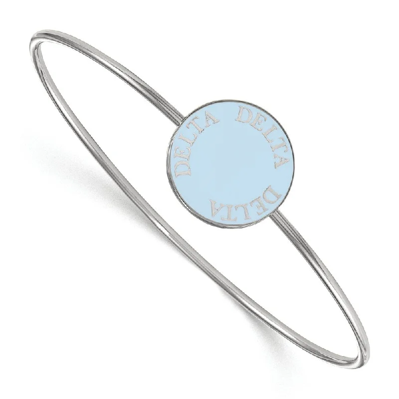 Sterling Silver Delta Delta Delta Enamel Disc Bangle - 8 in.