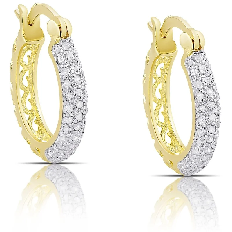 Finesque Sterling Silver 1/2ct TW Diamond Hoop Earrings (I-J, I2-I3) - White