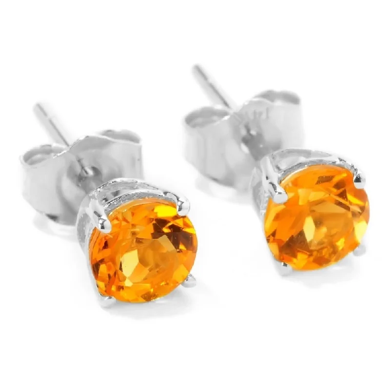 Sterling Silver 0.5Ctw Citrine Stud Earrings