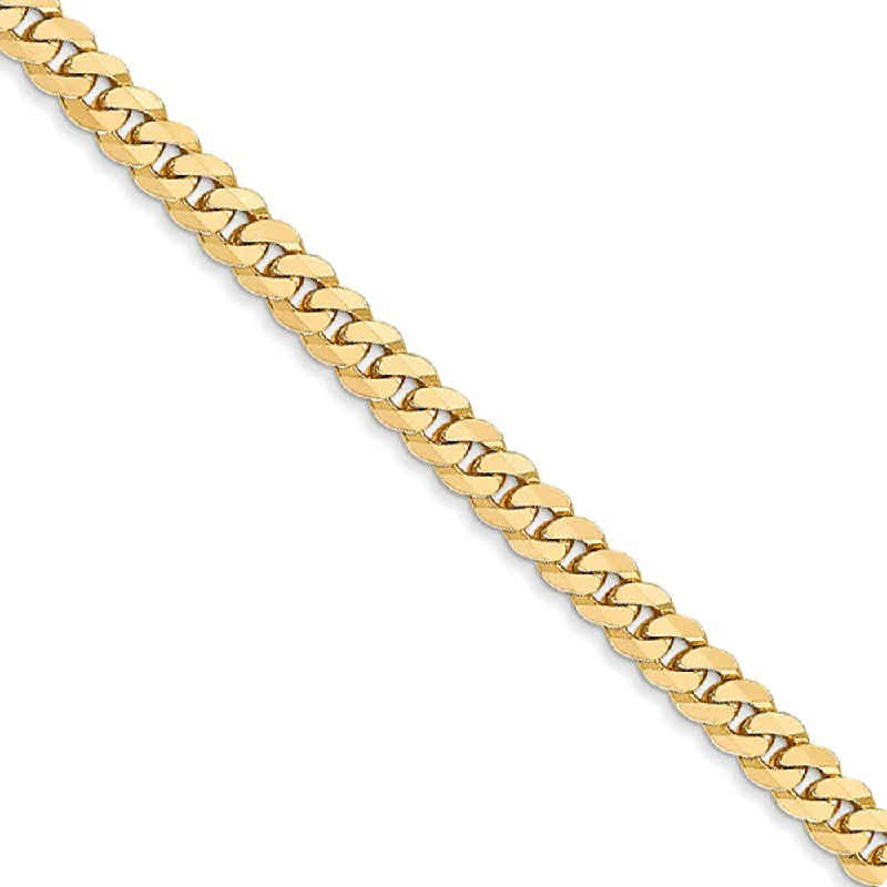 3.9mm, 14k Yellow Gold Solid Beveled Curb Chain Bracelet