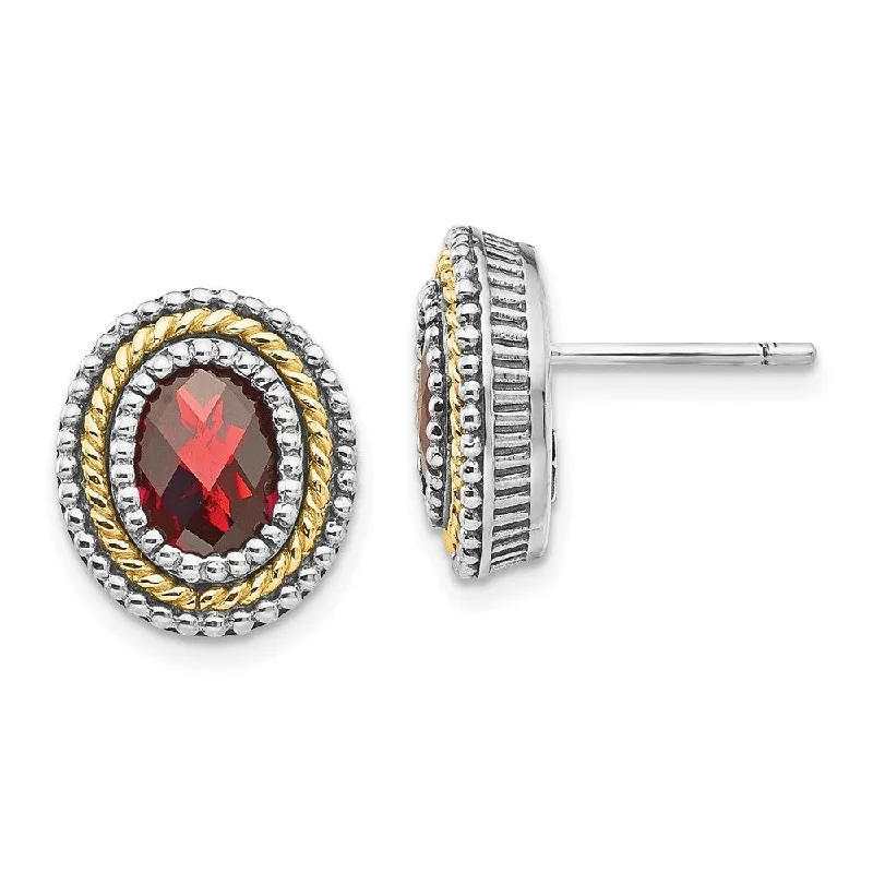 Sterling Silver w/14k Garnet Earrings