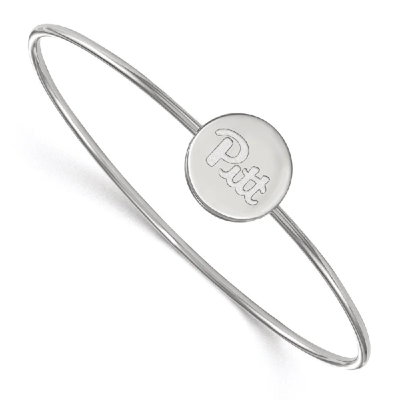 Sterling Silver University of Pittsburgh Wire Bangle, 7 Inch