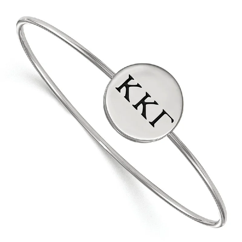 Sterling Silver Kappa Kappa Gamma Enamel Black Greek Bangle - 8 in.