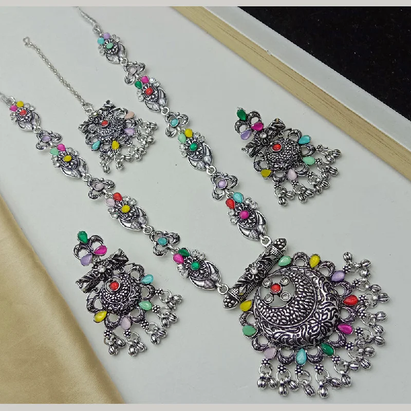 SP Jewellery Oxidised Plated Pota Stone Necklace Set