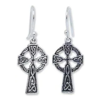 Handmade Sterling Silver 'Celtic Cross' Earrings (Thailand)